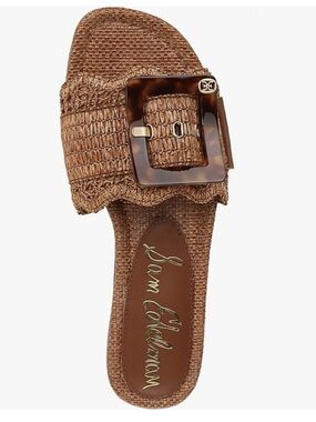 Sam Edelman Bambi Woven Raffia Brown Slides Sandals 9.5 LIKE NEW